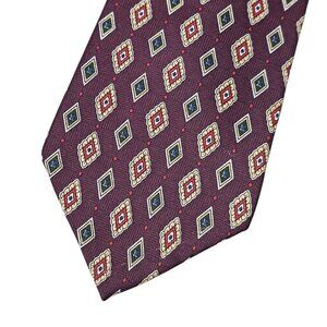 Tommy Hilfiger Men's Classic Diamond Pattern Silk Long Necktie